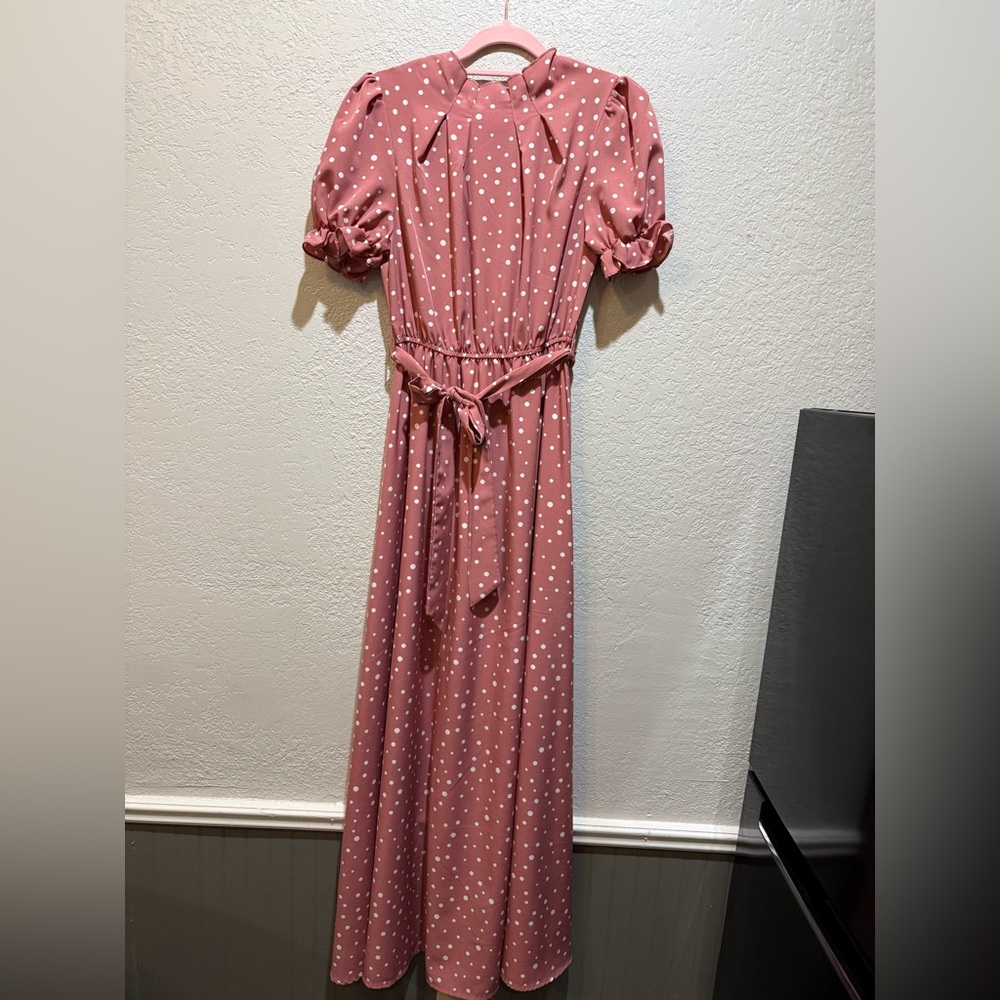 Pink Polka Dot Maxi Dress
